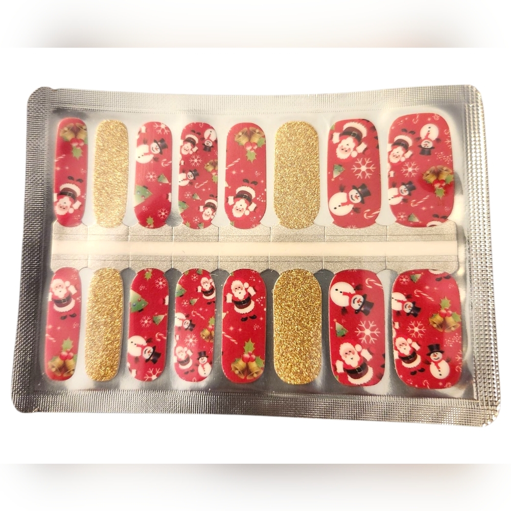 Festive Red and Gold Nail Wraps CHRISTMAS